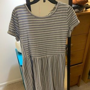 Loft blue and white striped babydoll dress, size medium